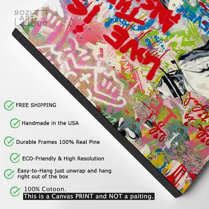Graffiti street art poster print, graffiti wall art, pop art decor, love is the answer quote art, street art print, trendy room canvas