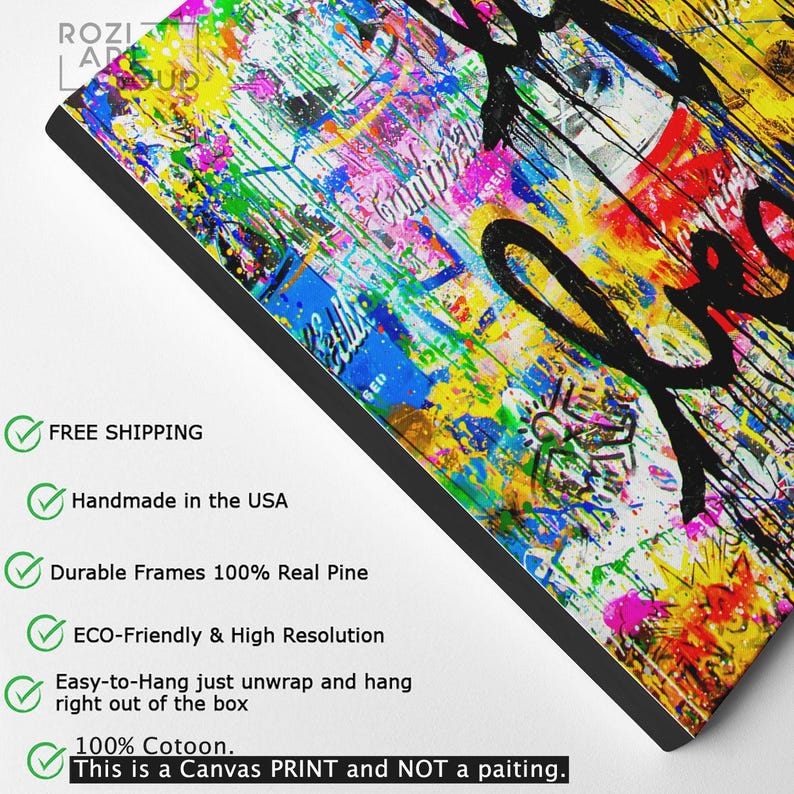 Banksy wall art print, pop art graffiti canvas, street art prints, high quality modern artwork