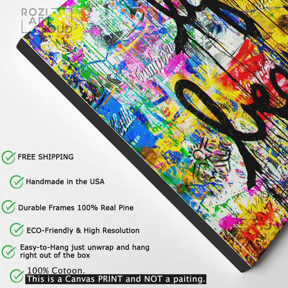 Banksy wall art print, pop art graffiti canvas, street art prints, high quality modern artwork