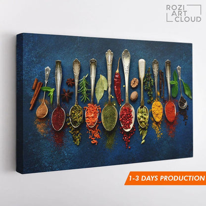 Herbs spices wall art, kitchen canvas print, food art poster, moms gift, gift for chefs, man cave decor