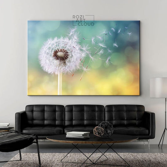 Dandelion canvas art, flowers print decor, botanical wall art, nature wall decor, teen room decorations