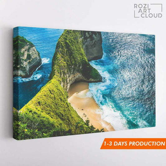 Bali wall art decor, framed tropical beach canvas, nature poster prints, island wall decor, artwork for living room, contemporary canvas