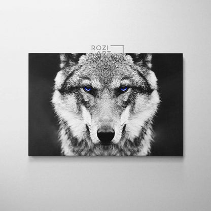 Wolf portrait art, animal wall print, black and white art, farm decor, wild animal canvas print
