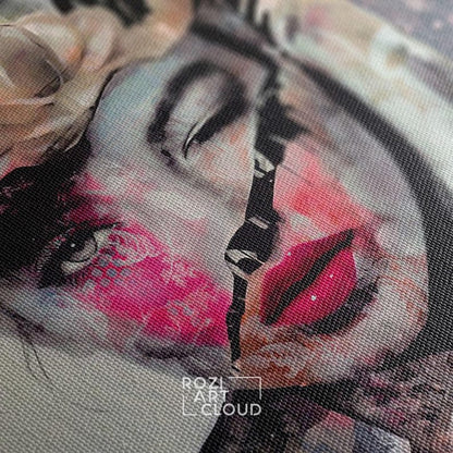 Woman pop art wall art print, mixed media art, feminist art poster, fashion model artwork, unique gifts, mid century modern art