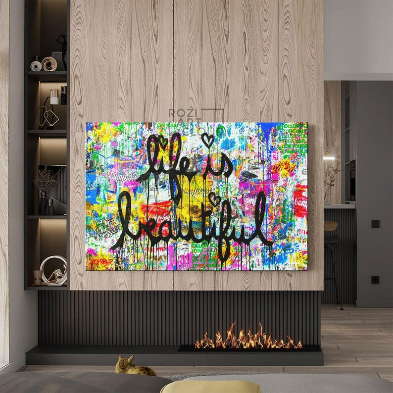 Banksy wall art print, graffiti canvas art, street art prints, best friend gift, home decor modern art, high quality artwork