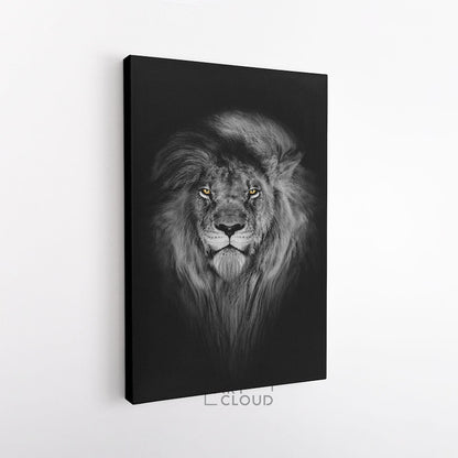 Lion wall art, black and white canvas print, modern wall art for living room, animal art print, friend gifts, elegant room decor