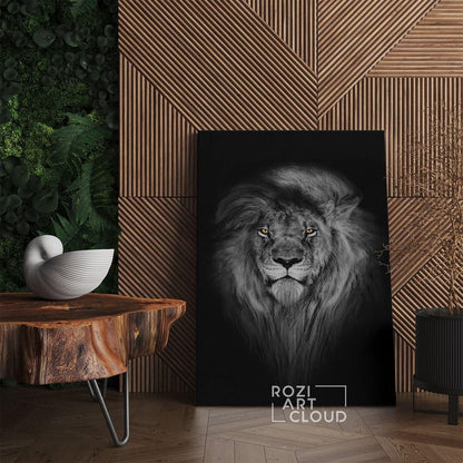 Lion wall art, black and white canvas print, modern wall art for living room, animal art print, friend gifts, elegant room decor