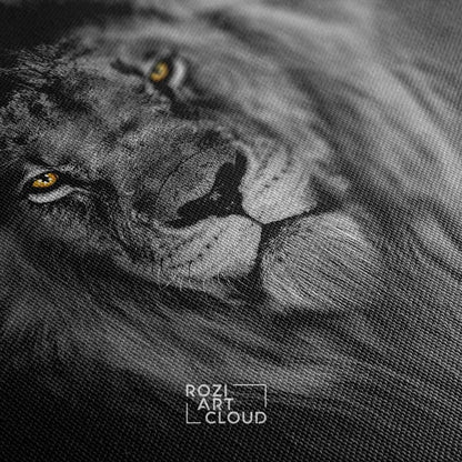 Lion wall art, black and white canvas print, modern wall art for living room, animal art print, friend gifts, elegant room decor