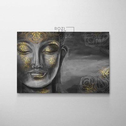 Spiritual buddha statue wall art, zen wall decor, digital art collage, contemporary print, painting on canvas, modern art