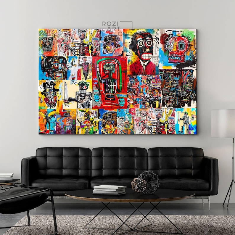 Abstract graffiti street art wall art poster print, extra large framed canvas artwork, colorful abstract prints