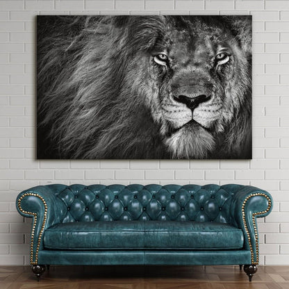 Lion wall art, black and white canvas print, elegant room decor, modern wall art for living room, animal art print, friend gifts