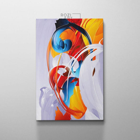 Abstract colorful splash canvas, futuristic hanging interior, modern home office decor, contemporary poster, oversized wall art