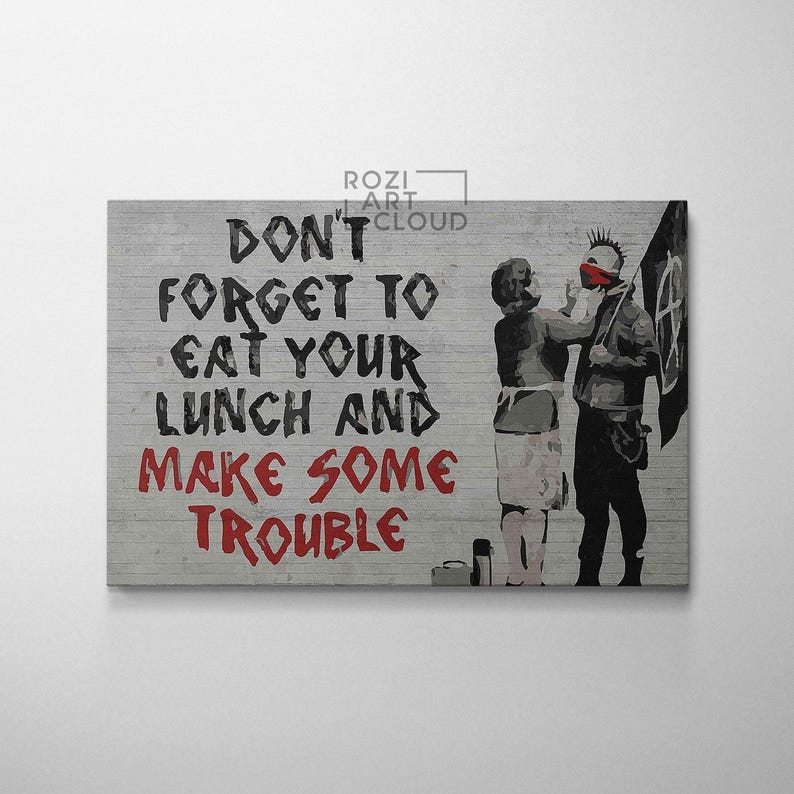Banksy wall art print, graffiti canvas art, home decor modern art, street art prints, best friend gift, high quality artwork