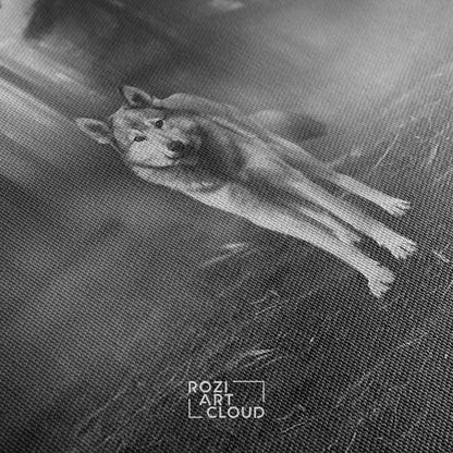 Wolf art prints, animal wall art, black and white canvas, full moon poster prints, modern wall decor for living room, home gifts
