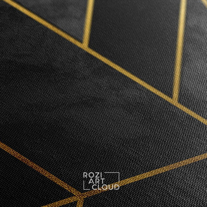 Abstract geometric canvas poster, black and gold abstract minimalist wall art framed canvas print, modern poster print home decor