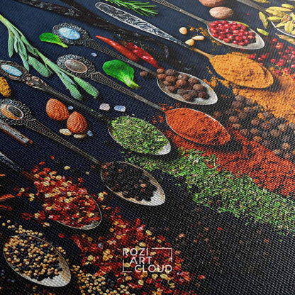 Coloful kitchen spice wall art, food art print, herbs poster canvas, cooking art printables
