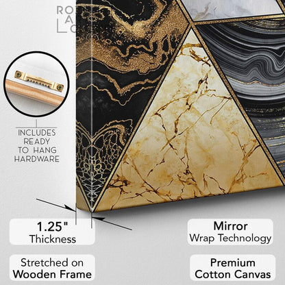 Black and gold wall art, abstract marble canvas art, artwork for living room, contemporary art prints, large modern art, home gift