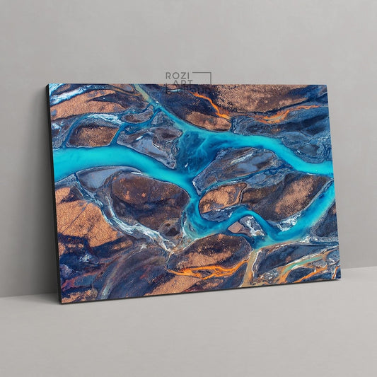 Blue abstract marble prints for home, modern office decor, luxury bedroom canvas, oversized wall art, apartment wall prints