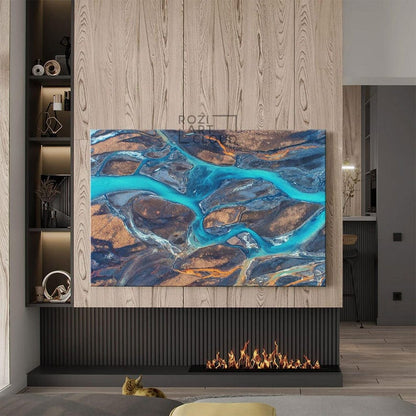 Blue abstract marble prints for home, modern office decor, luxury bedroom canvas, oversized wall art, apartment wall prints