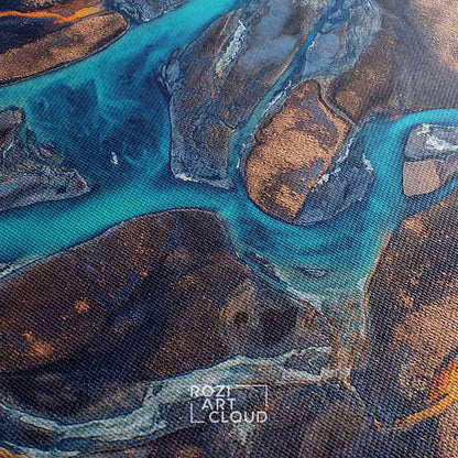 Blue abstract marble prints for home, modern office decor, luxury bedroom canvas, oversized wall art, apartment wall prints