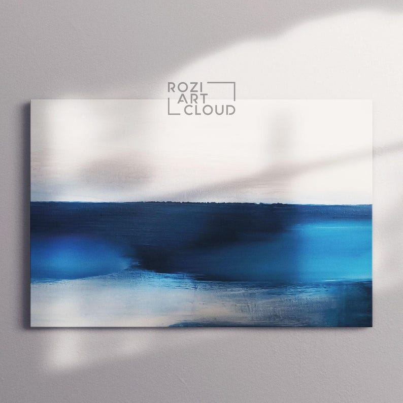 Blue & white abstract wall art