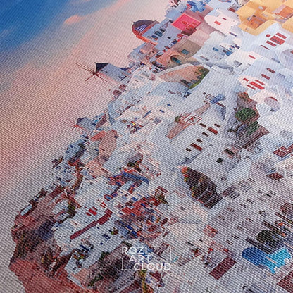 Santorini wall art, landscape architecture art prints, greece modern wall art for living room, contemporary canvas, luxury prints