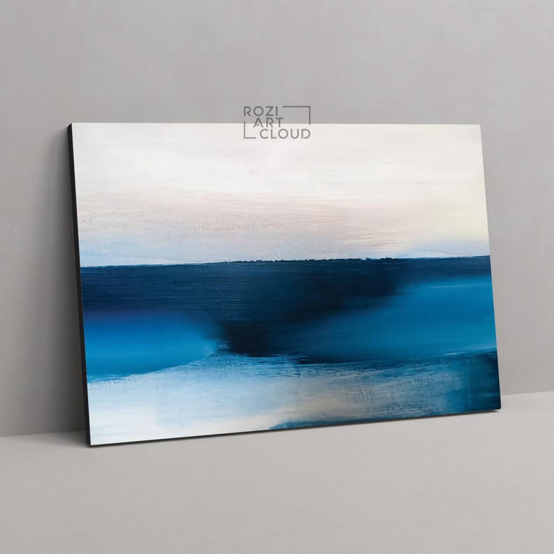 Blue & white abstract wall art