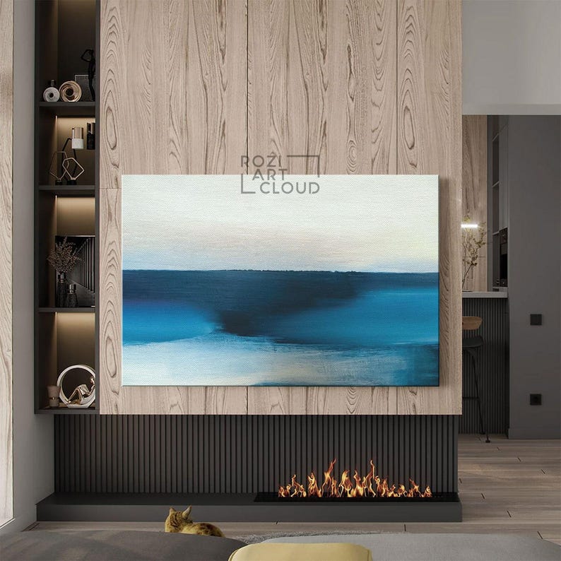 Blue & white abstract wall art