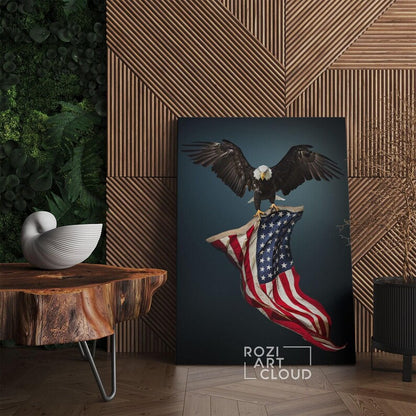 American eagle wall art, usa flag art prints, modern wall art for living room, home office wall decoration, animal poster prints