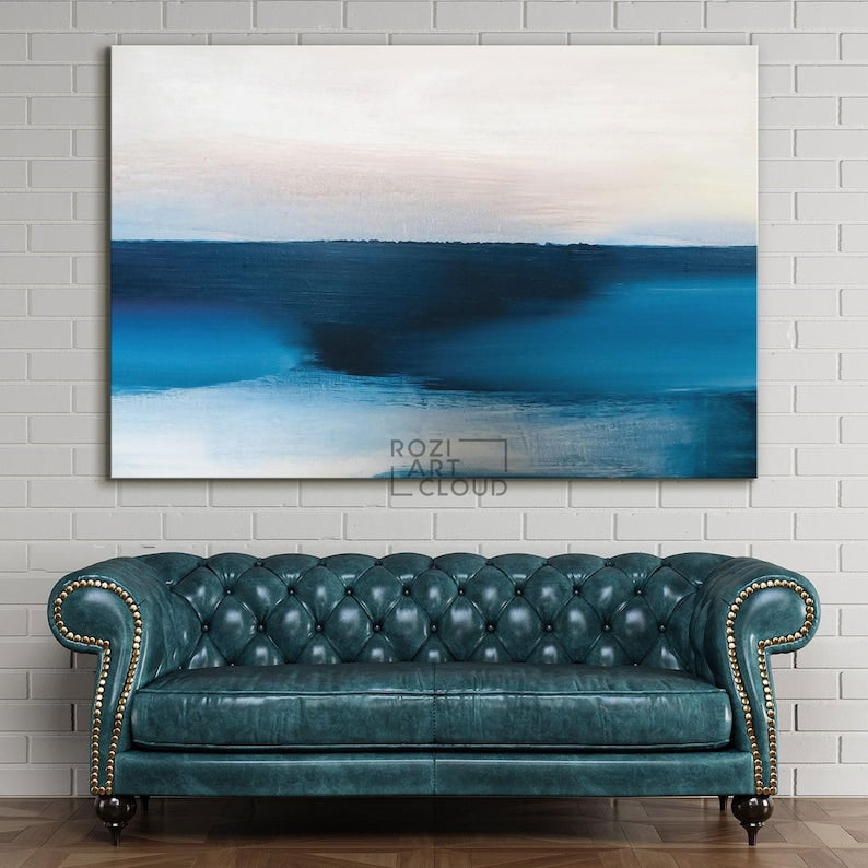 Blue & white abstract wall art