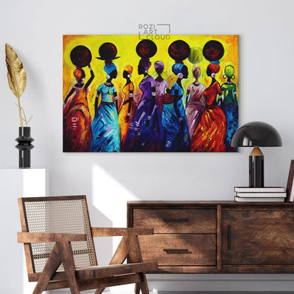African art black woman art framed canvas print, home wall decor, extra large modern art, minimalist original trendy living room bathroom
