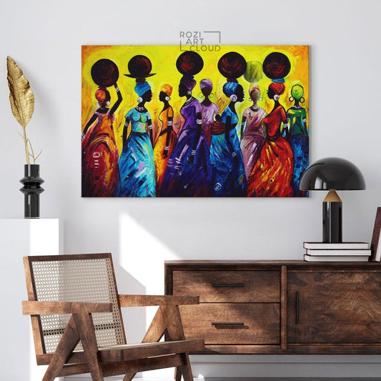 African art black woman art framed canvas print, home wall decor, extra large modern art, minimalist original trendy living room bathroom